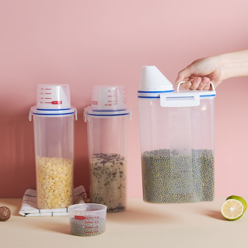 Rice And Cereal Storage Container With Measuring Cup - Korvel