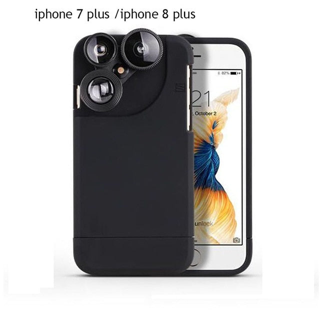 4 In 1 Telescope lense Mobile Phone Case for Iphone x 8plus 7 plus 6 plus 8 7 6s Camera lenses Outdoor Hunting - Korvel