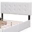 Upholstered Platform Bed with Classic Headboard and 4 Drawers No Box Spring Needed Linen Fabric Queen Size White - Korvel