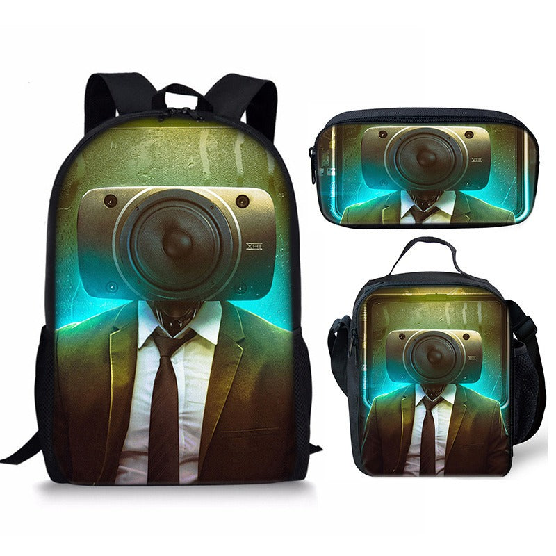 Conjunto de mochila Skibidi Toilet Man de 3 piezas para la escuela