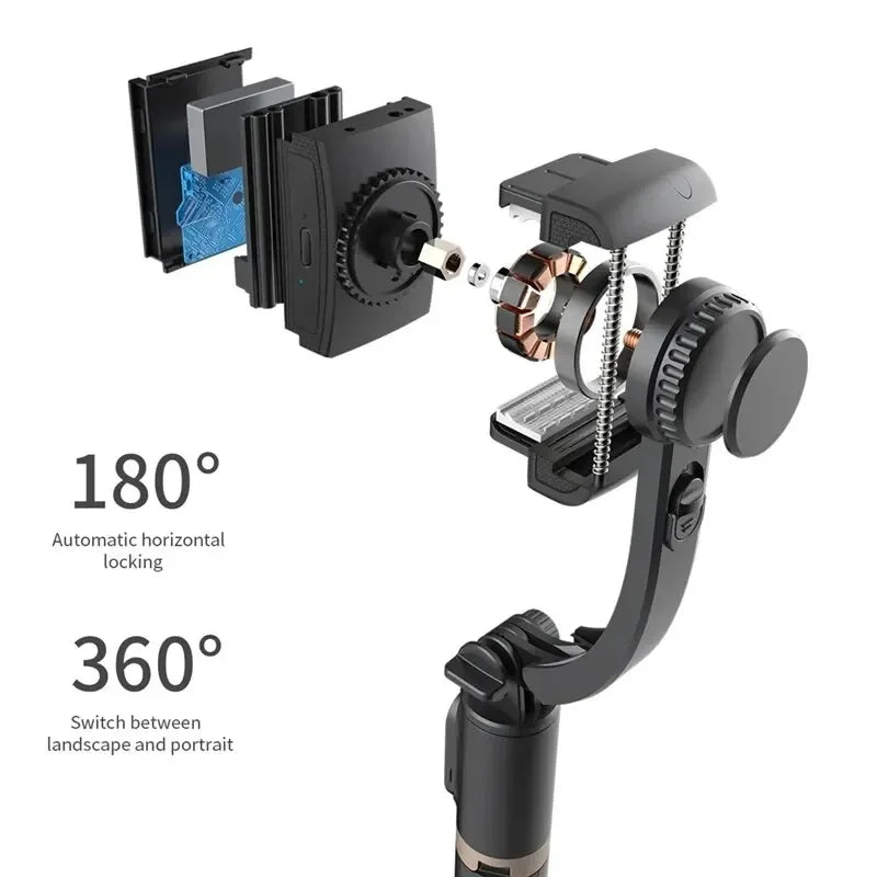 Q08 Gimbal Stabilizer Mobile Phone Video Stabilizer Bluetooth Selfie Stick Tripod for Smartphone Live Vertical Shooting Bracket - Korvel