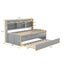 Twin Size Wooden Captain Bed with Built-in Bookshelves,Three Storage Drawers and Trundle Light Grey - Korvel