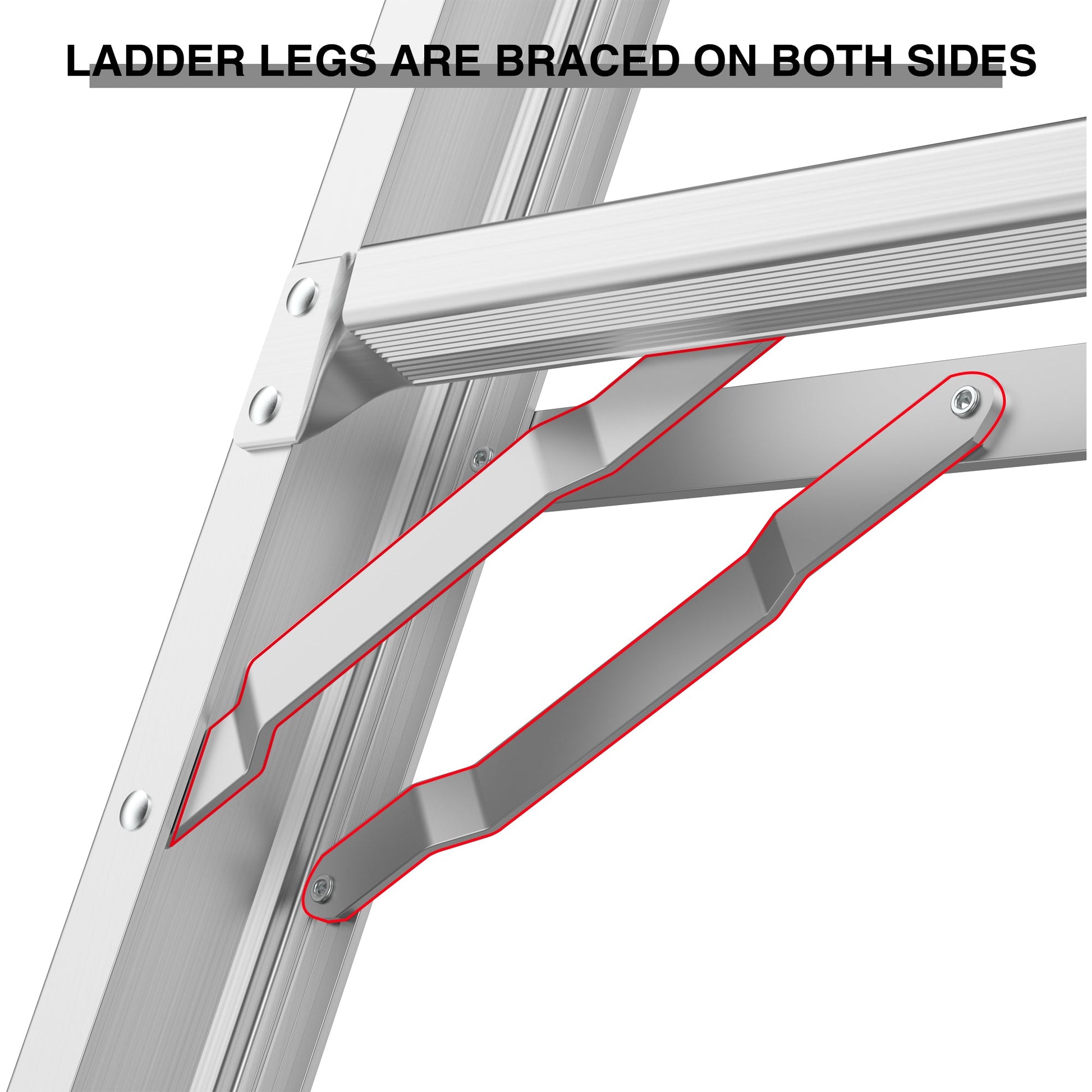 17ft Multi-Position Foldable Aluminum Ladder, A-Frame and Straight Ladder, ANSI 250lbs - Korvel