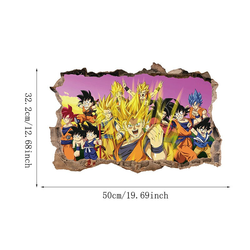 Sticker de pared 3D de anime de dibujos animados Dragon Ball para habitaciones infantiles