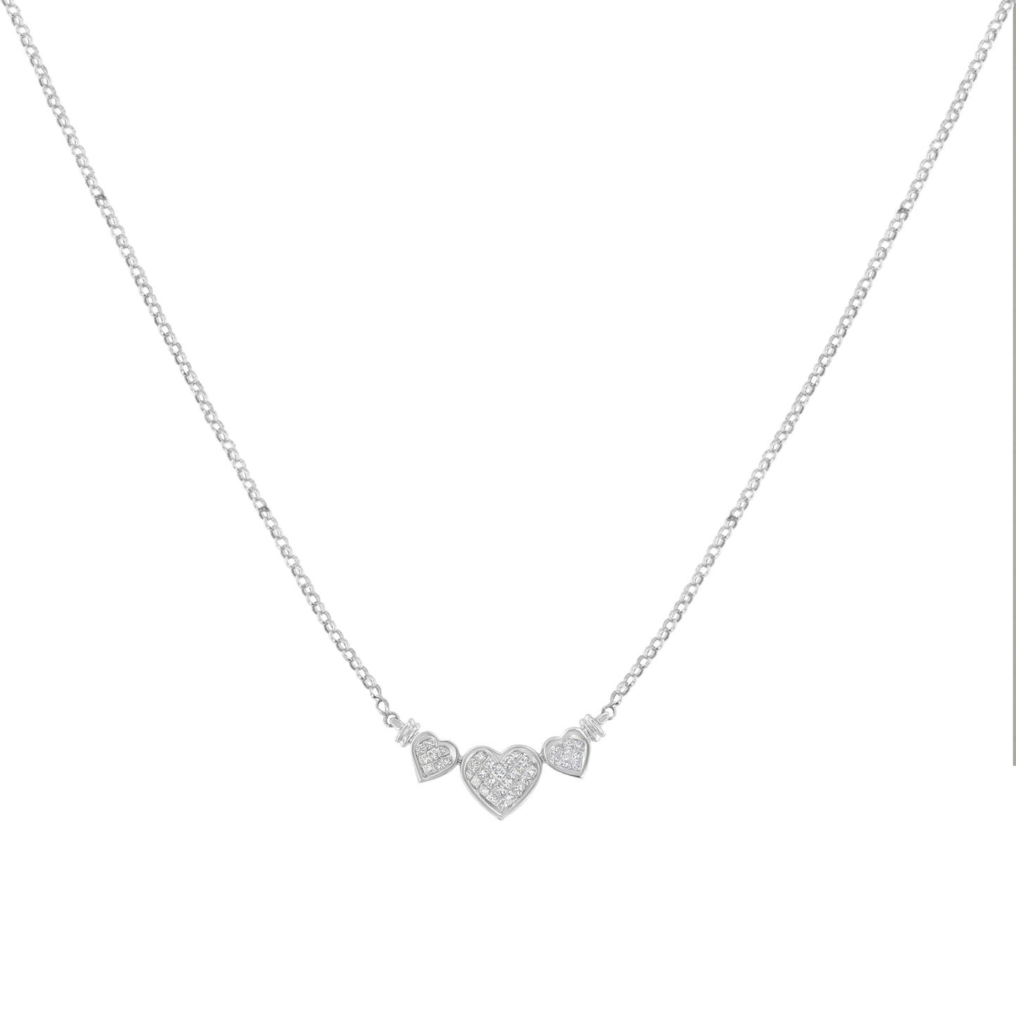 Collar con colgante de diamante en forma de corazón de 14K oro blanco con corte princesa