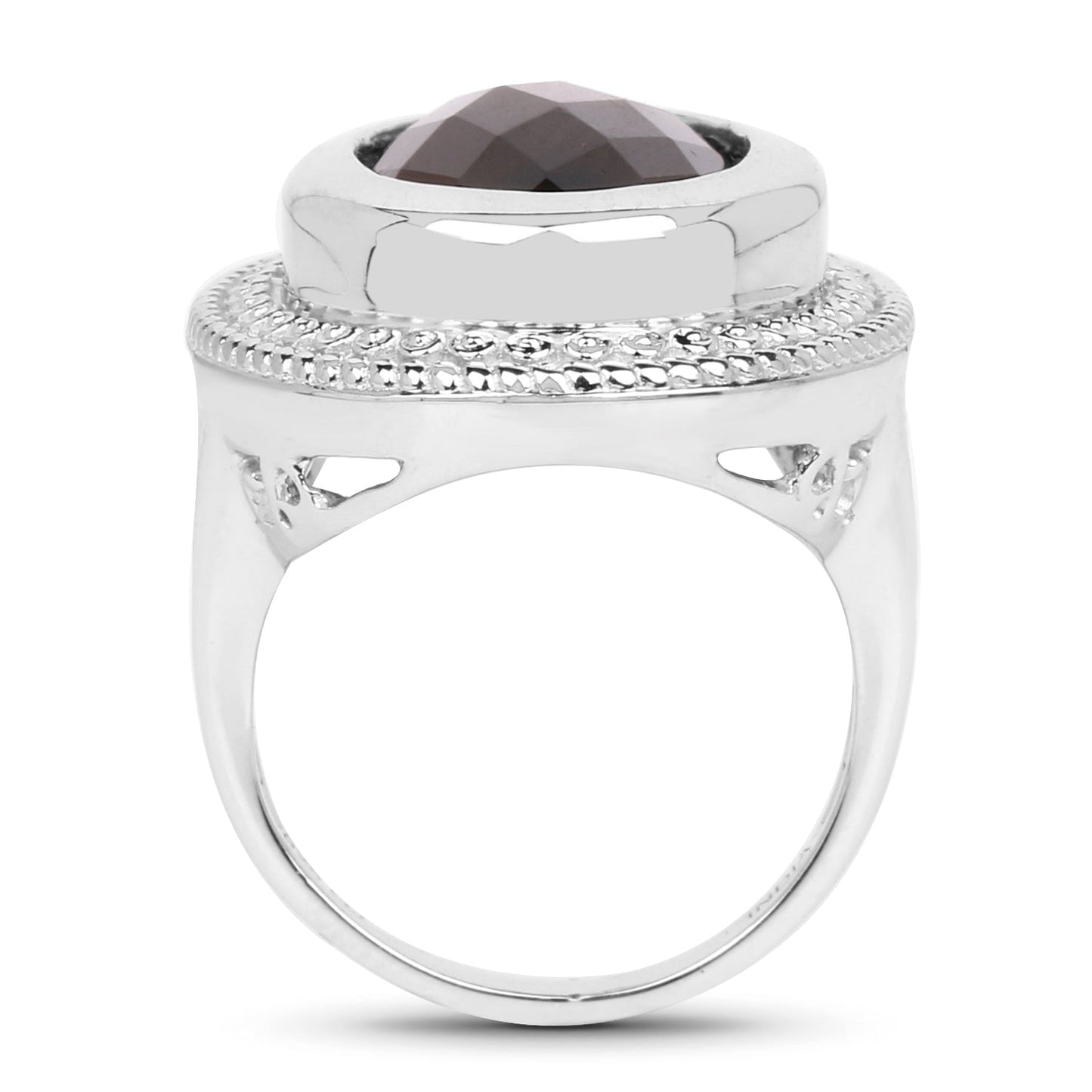 7.90 Carat Genuine Smoky Quartz Sterling Silver Ring