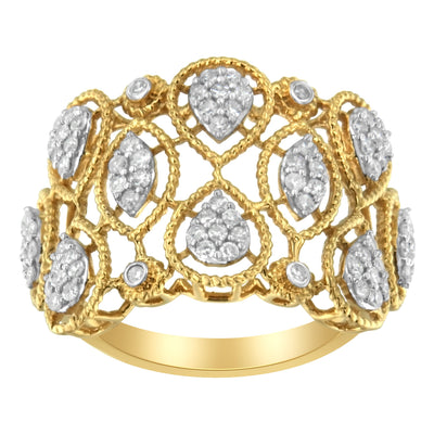 14K Yellow Gold Art Deco Diamond Engagement Ring - Size 7