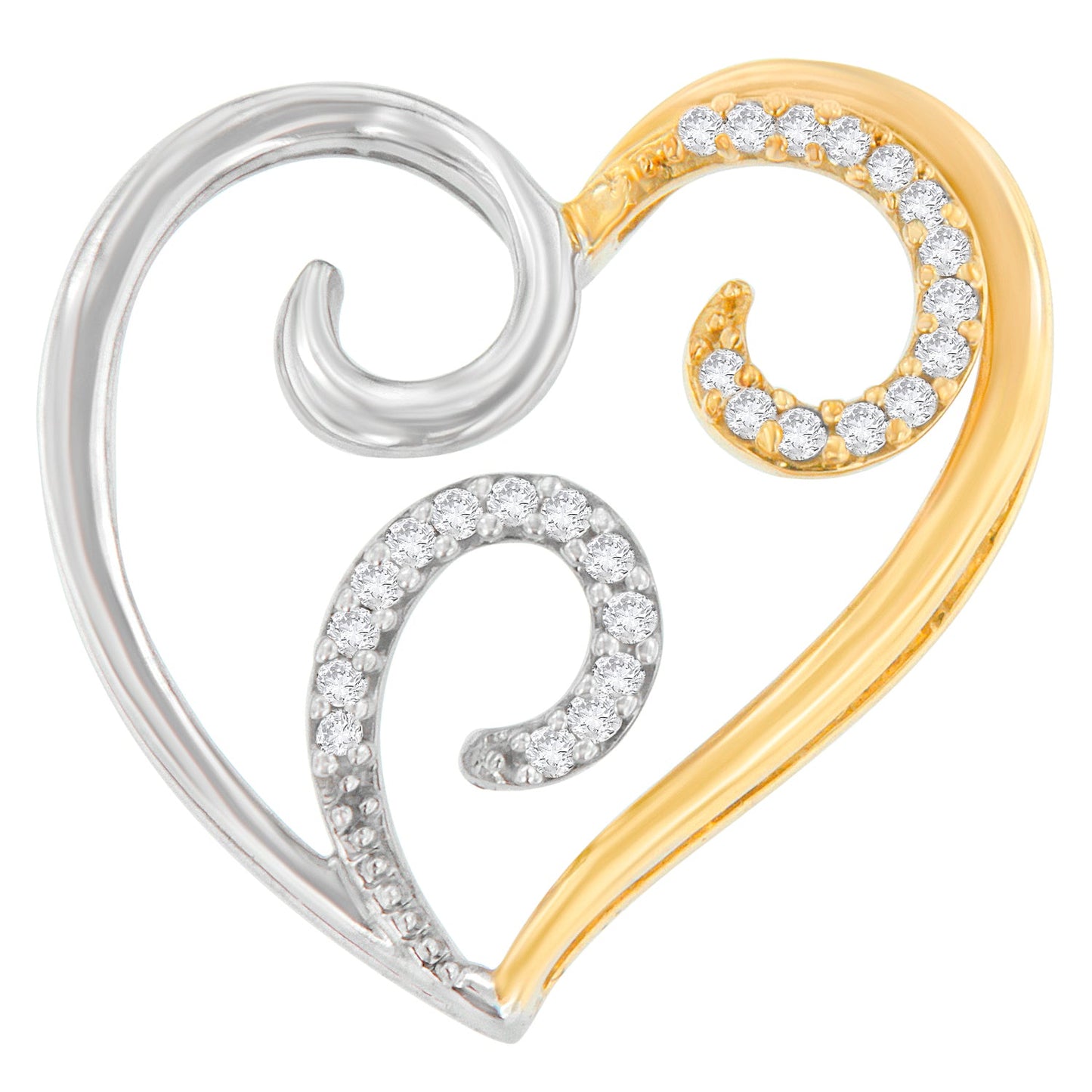 Collar de Pendiente en Forma de Corazón con Diamantes en Oro Bicolor de 10K