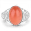 Bague en argent sterling avec pierre de lune pêche de 6,00 carats
