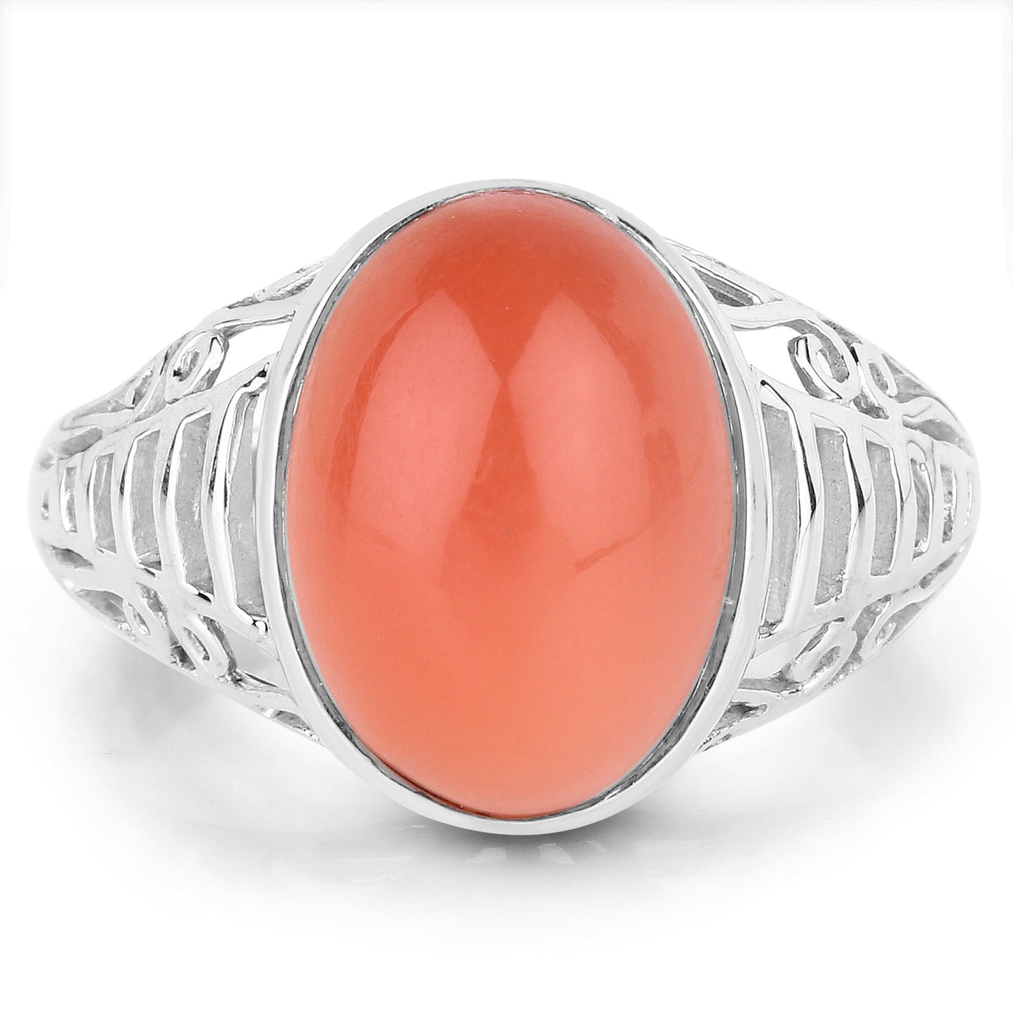 Bague en argent sterling avec pierre de lune pêche de 6,00 carats