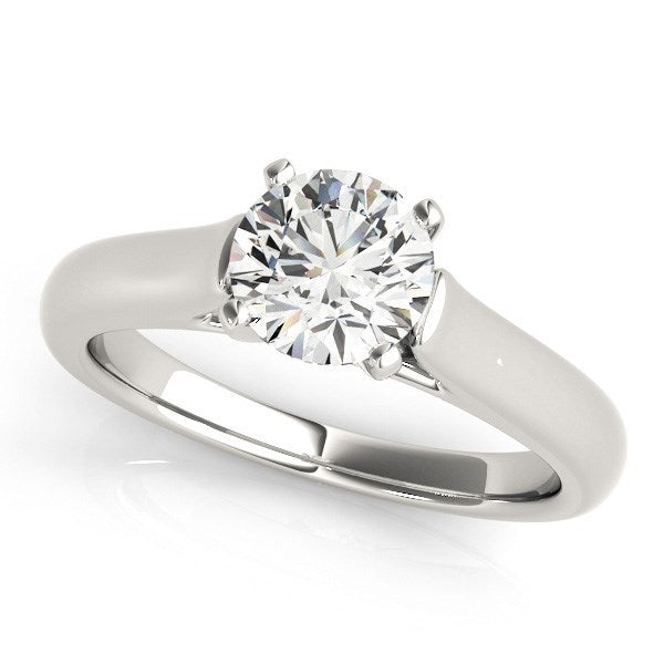 Anillo de Compromiso de Diamante Solitario con Diseño Catedral en Oro Blanco de 14k