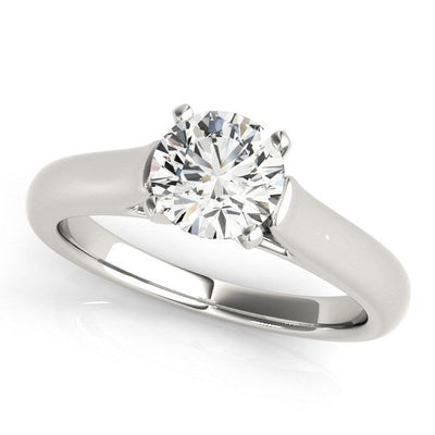14k White Gold Cathedral Design Solitaire Diamond Engagement Ring