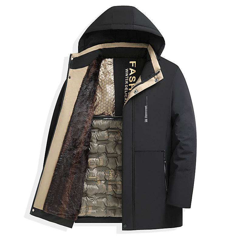 Men's Fleece-Lined Thickened Cotton-Padded Coat