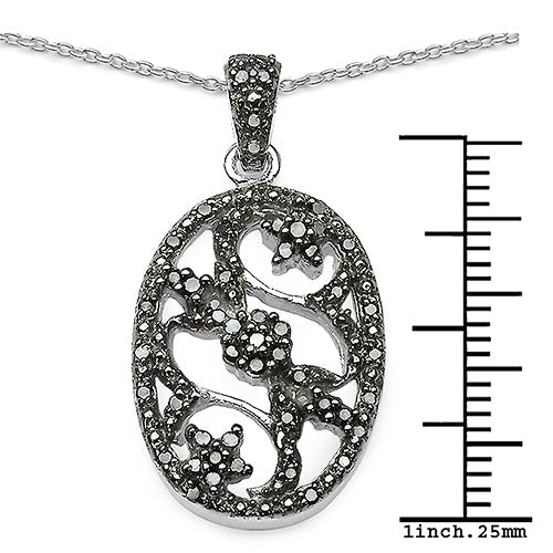 Colgante de Diamante Negro Genuino de 0.28 Quilates en Plata de Ley