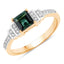 Anillo de 0.72 quilates de turmalina verde y diamante blanco en oro amarillo de 14 quilates