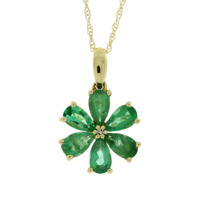 Emerald Diamond Fashion Pendant in 14KT Yellow Gold