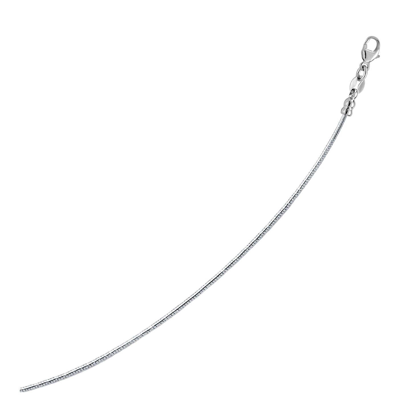 Collier Omega Rond en Argent Sterling avec Plaquage Rhodium