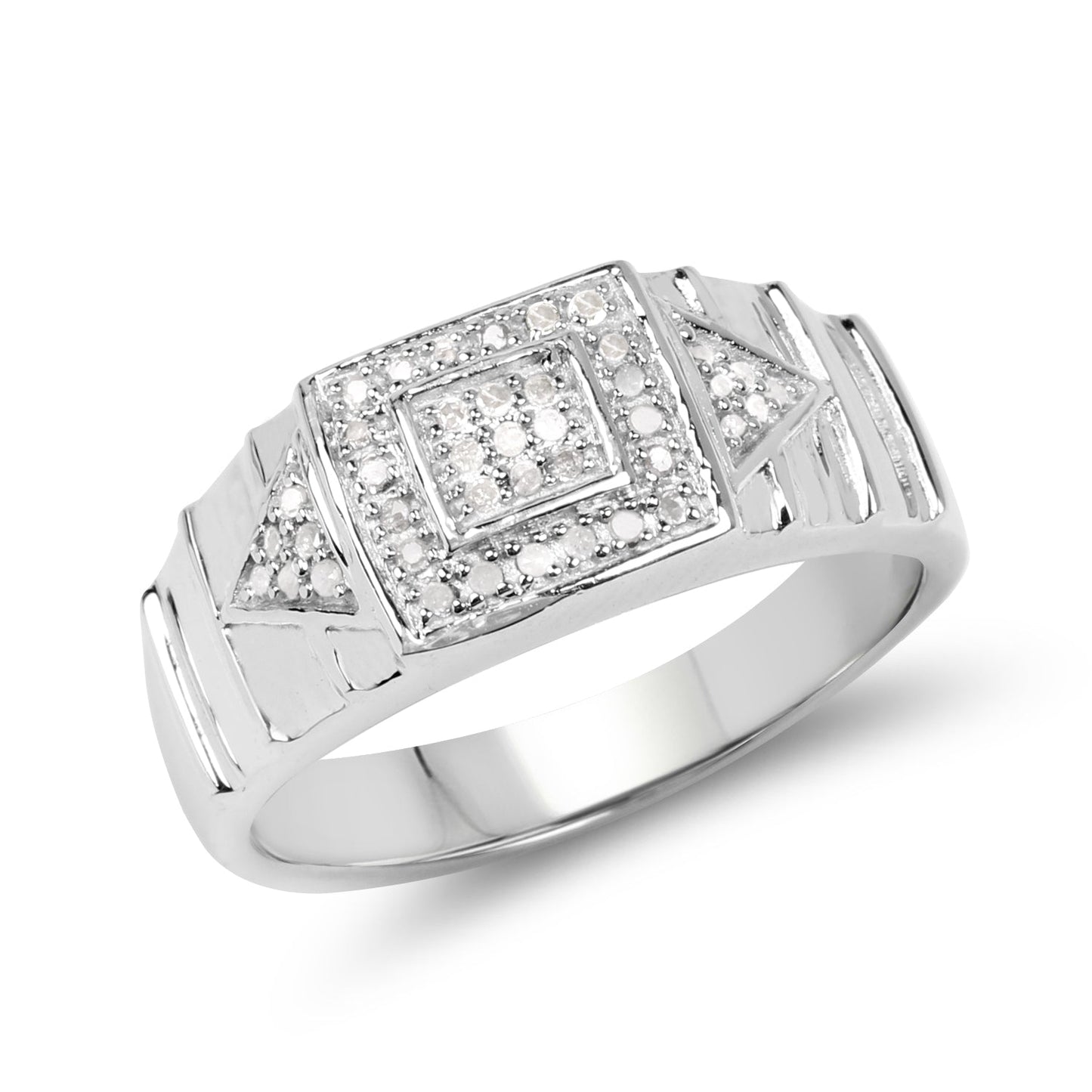 14K White Gold Plated 0.21 Carat Genuine Diamond Ring