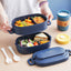 Japanese Portable Double Layer Bento Lunch Box with Cutlery