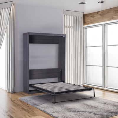 Full Size Gray Murphy Bed with Wardrobe and Drawers