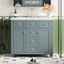 36 "bathroom makeup cabinet with resin sink combination and 2 drawers, with soft closing door, blue color - Korvel