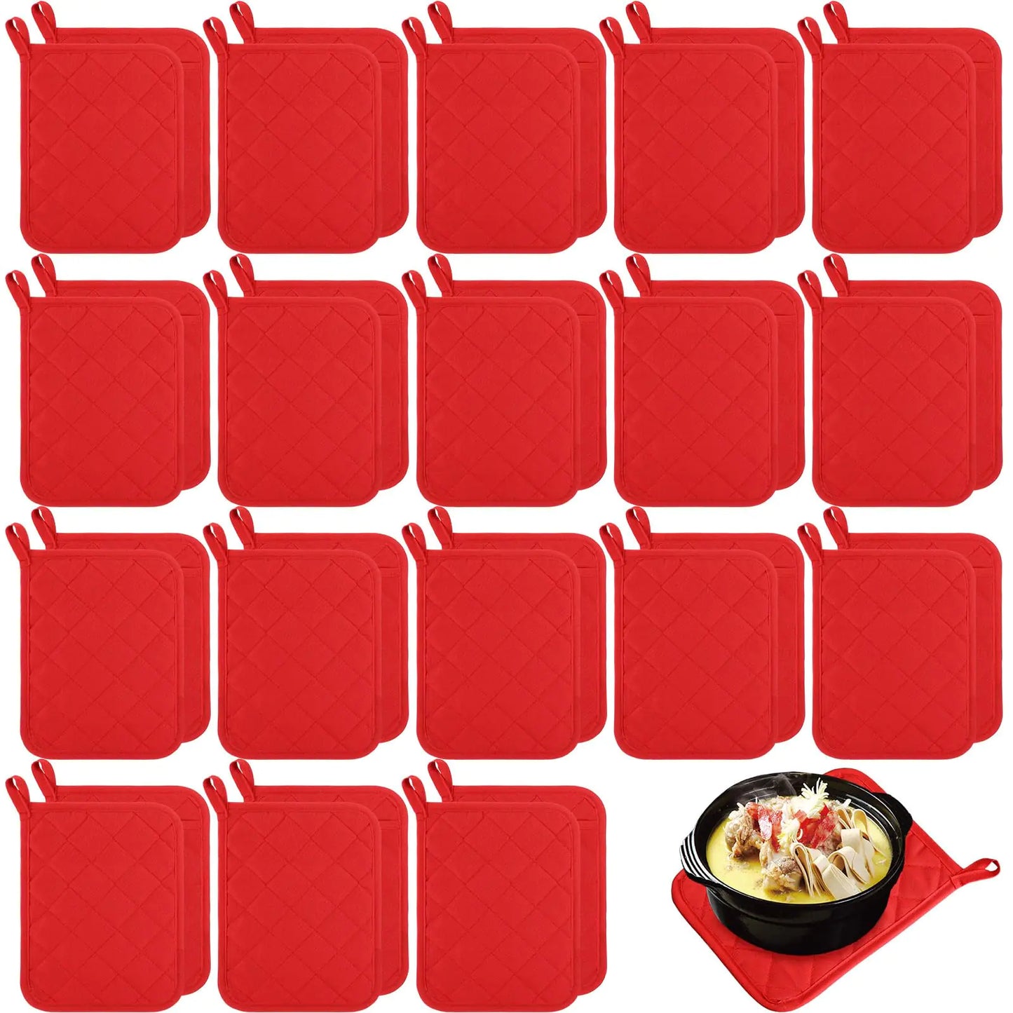 Hoolerry 20-Pièces Gants de Cuisine pour la Saint-Valentin - Coton Rouge avec Poche
