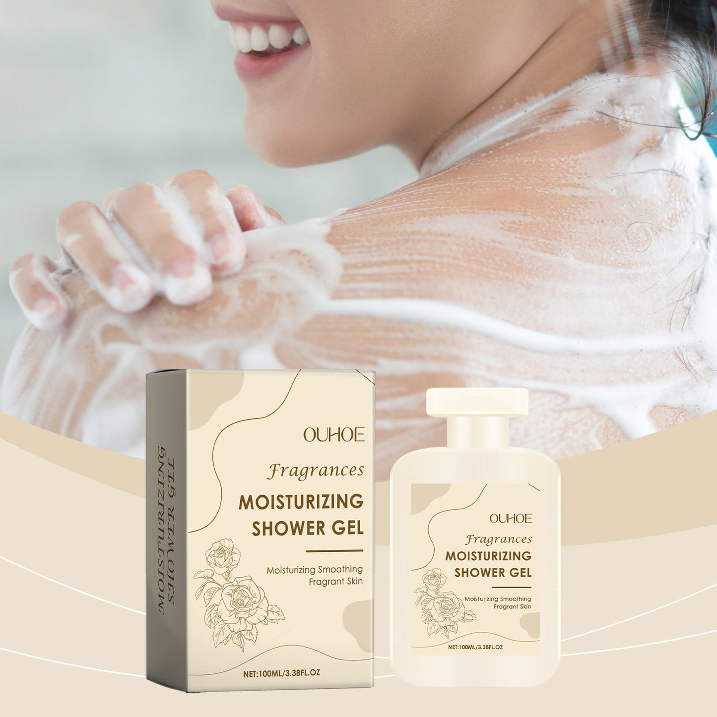 Gel douche hydratant luxueux avec parfum durable
