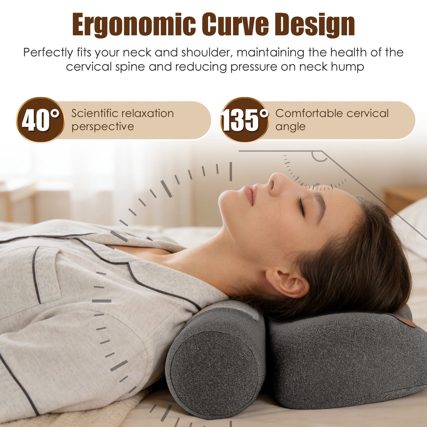 USB Heated Neck Pillow with Zero Pressure Memory Foam