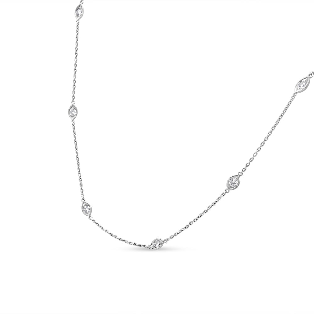 Collier en Diamant en Forme de Marquise en Or Blanc 14K