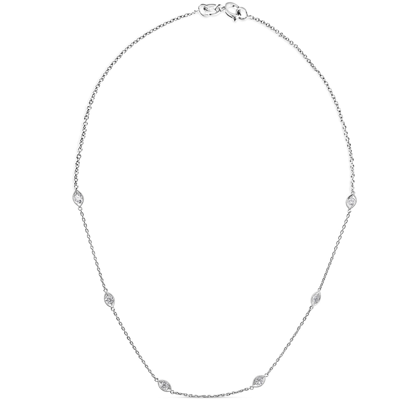 Collier en Diamant en Forme de Marquise en Or Blanc 14K