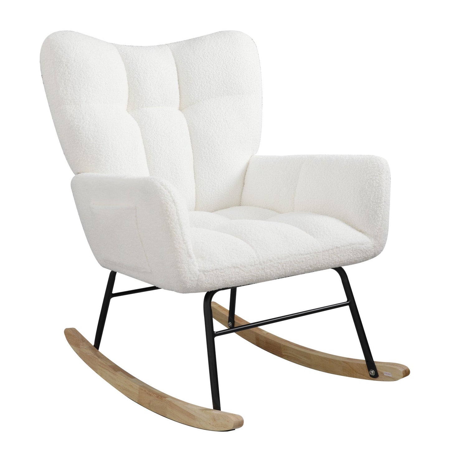 Silla mecedora de tela de terciopelo - Diseño moderno en blanco tapizado