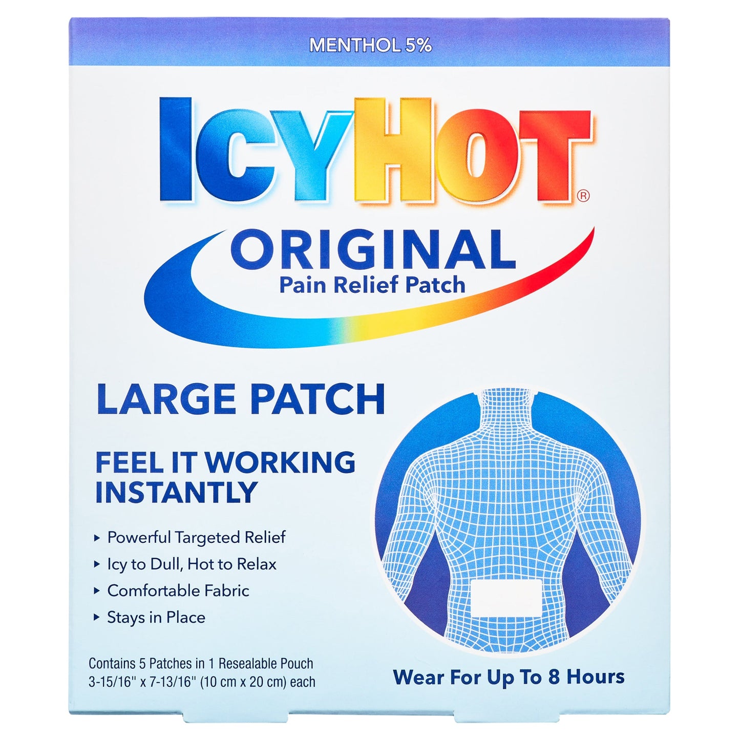 Parche de Alivio del Dolor Icy Hot Original Grande - 5 Unidades