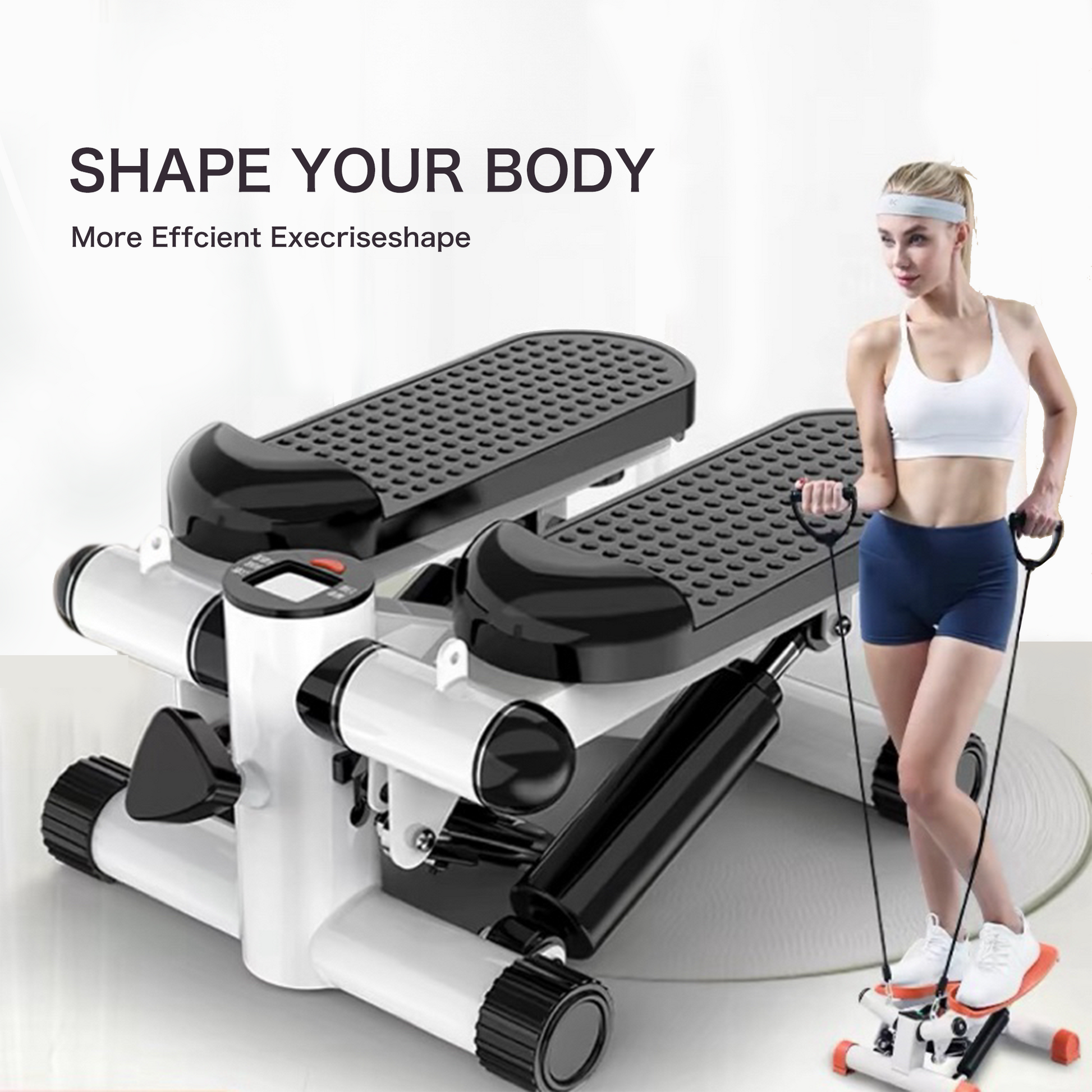 Mini Stepper for Exercise - 300 LBS Loading Capacity, Hydraulic Fitness Stepper with LCD Monitor - Korvel