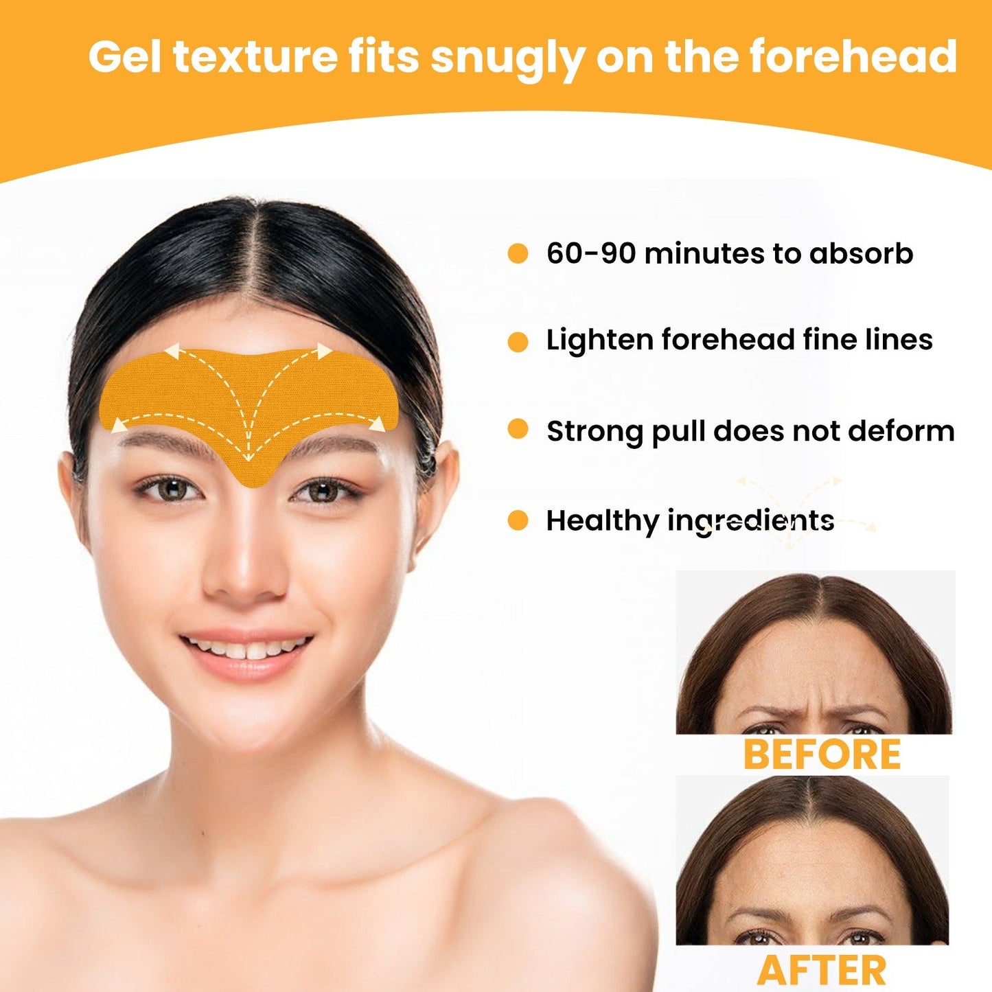 Anti-Aging Collagen Gel Patch - 10pcs Forehead Line Removal, Firming Mask, Frown Lines, Face Skin Care Stickers - Korvel