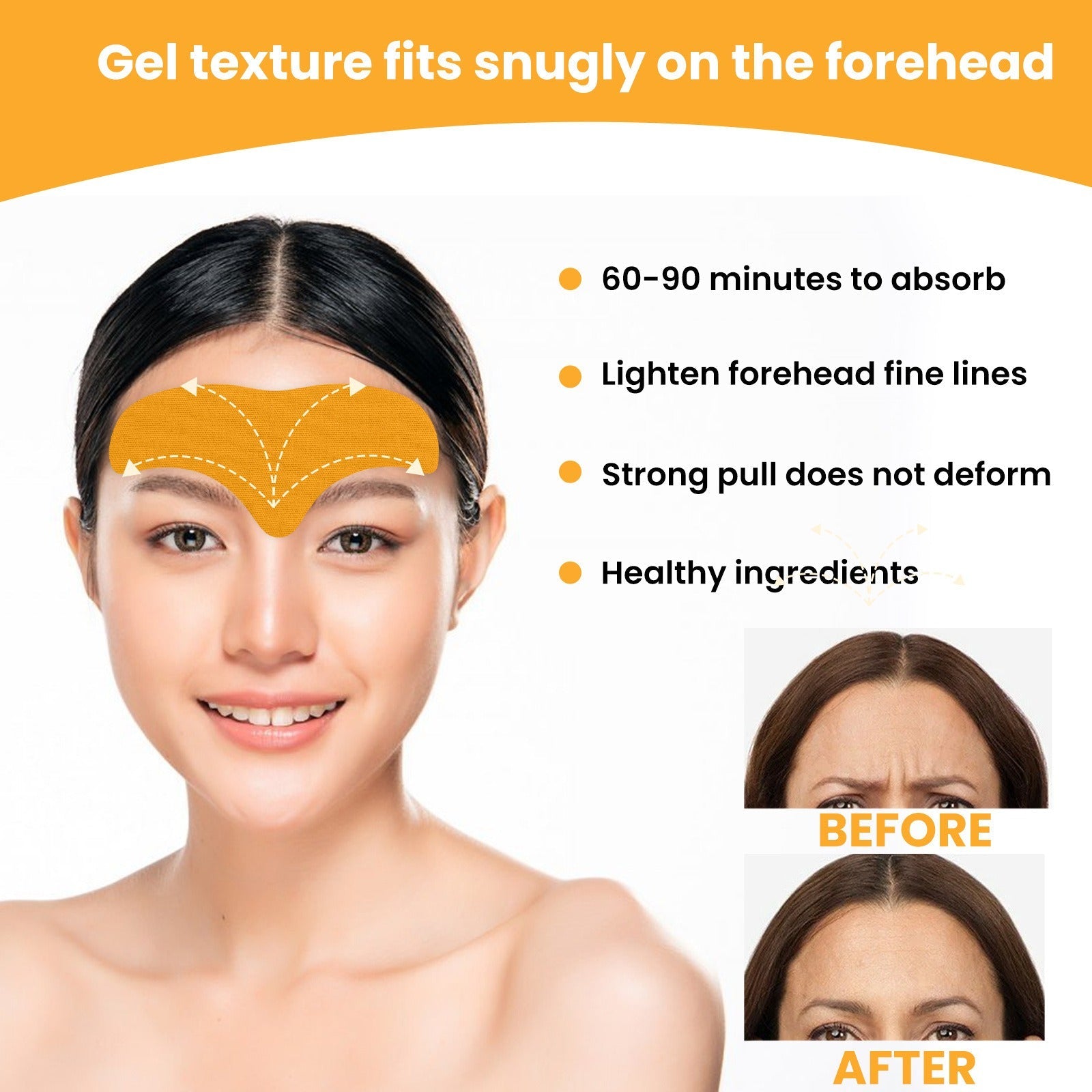 Anti-Aging Collagen Gel Patch - 10pcs Forehead Line Removal, Firming Mask, Frown Lines, Face Skin Care Stickers - Korvel