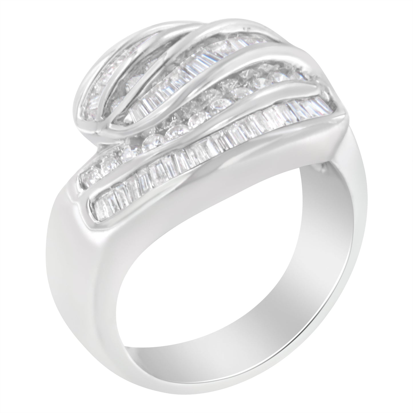 Anillo de Banda Bypass de Diamante en Oro Blanco de 14KT