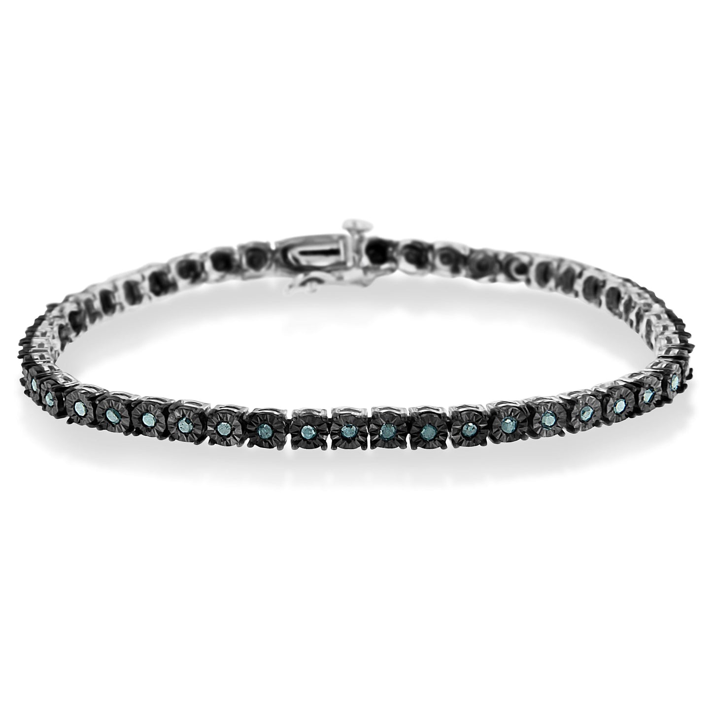 Bracelet de tennis en argent sterling .925 plaqué rhodium noir avec diamants - 7"