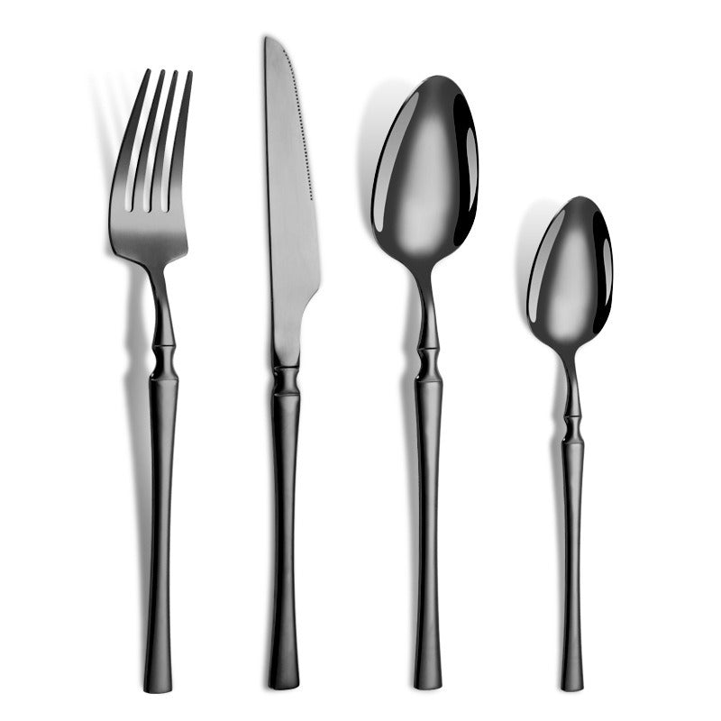 Small waist stainless steel knife, fork, and spoon set of 24 pieces, gold steak knife, fork, stainless steel tableware set, coffee spoon - Korvel