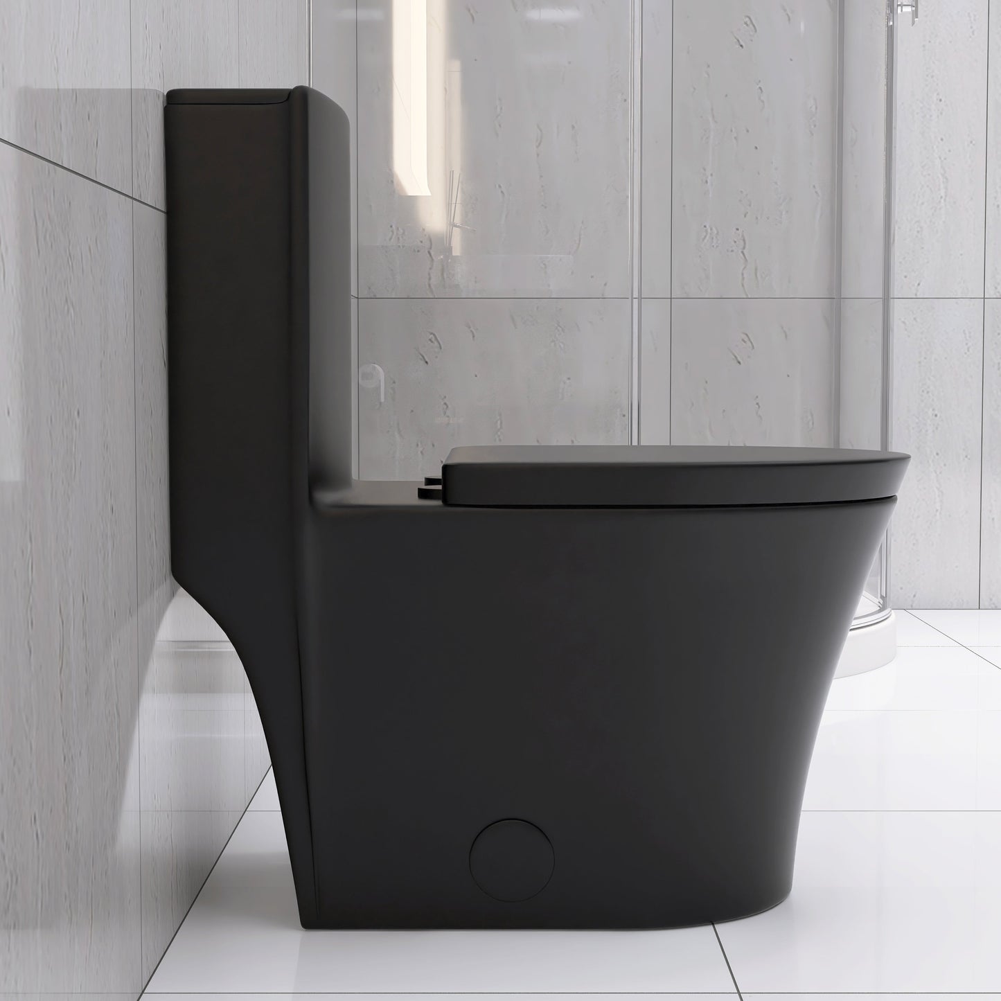 Matte Black Elongated One Piece Toilet Dual Flush 1.1/1.6 GPF Water Saving Map 1000g,Matte Black - Korvel