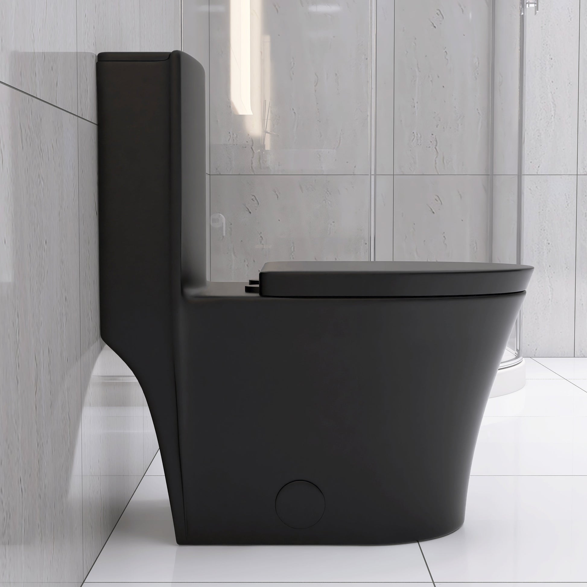 Matte Black Elongated One Piece Toilet Dual Flush 1.1/1.6 GPF Water Saving Map 1000g,Matte Black - Korvel