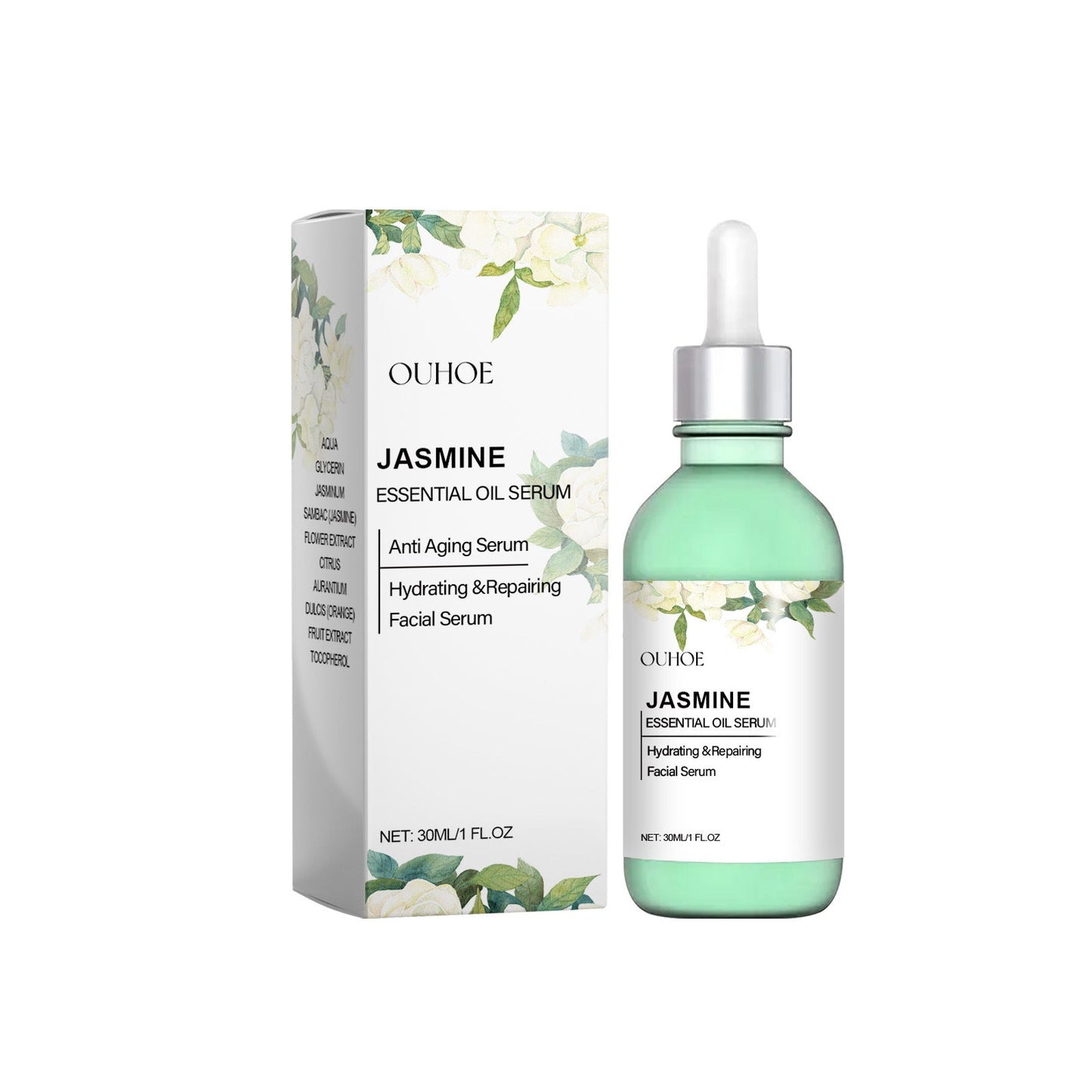 Ouhoe Jasmine Brightening Essential Oil, Lighten Fine Lines And Anti-Wrinkle Essential Oil Refreshing Non-Sticky Firming Brightening Essence - Korvel