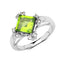 Bague en argent sterling de 2,01 carats en péridot véritable et topaze blanche