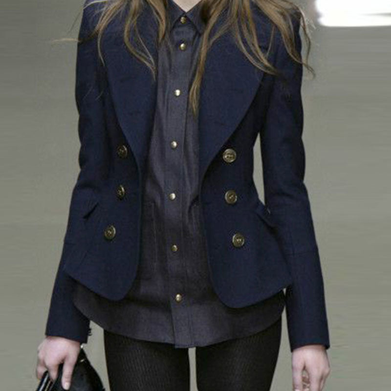 Manteau élégant bleu marine automne-hiver pour femmes