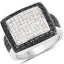Anillo de Compromiso de Diamante Negro y Blanco de 0.61 Quilates en Plata de Ley