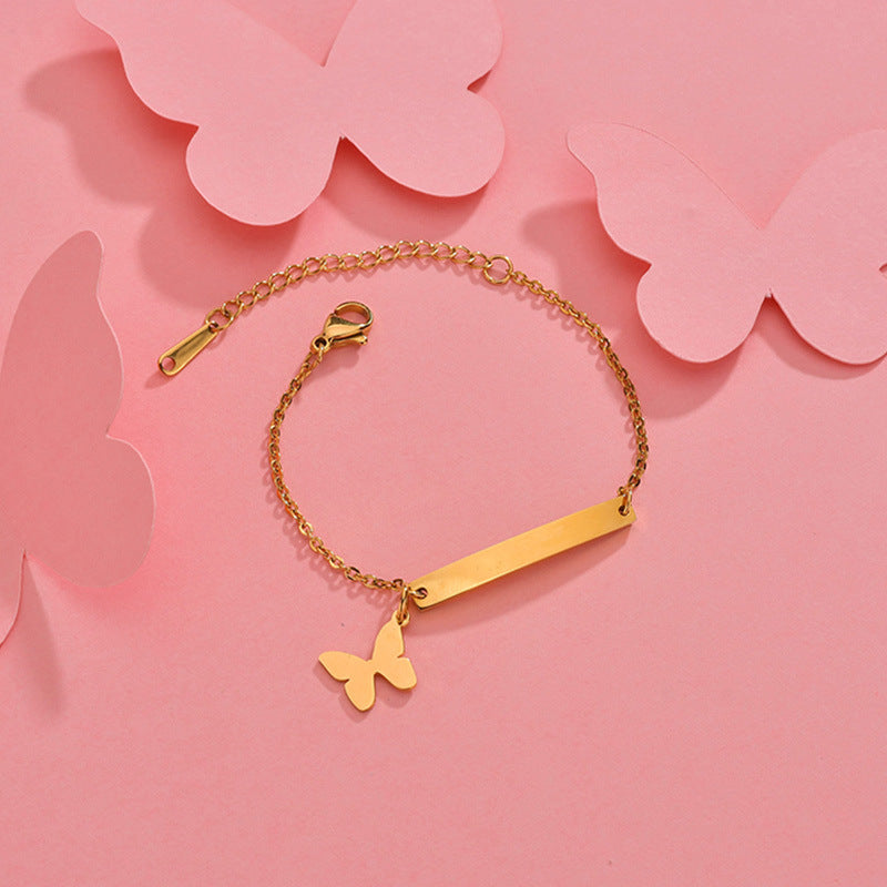 Stainless steel personalized engraved three color curved bracelet simple and personalized women's bracelet - Korvel