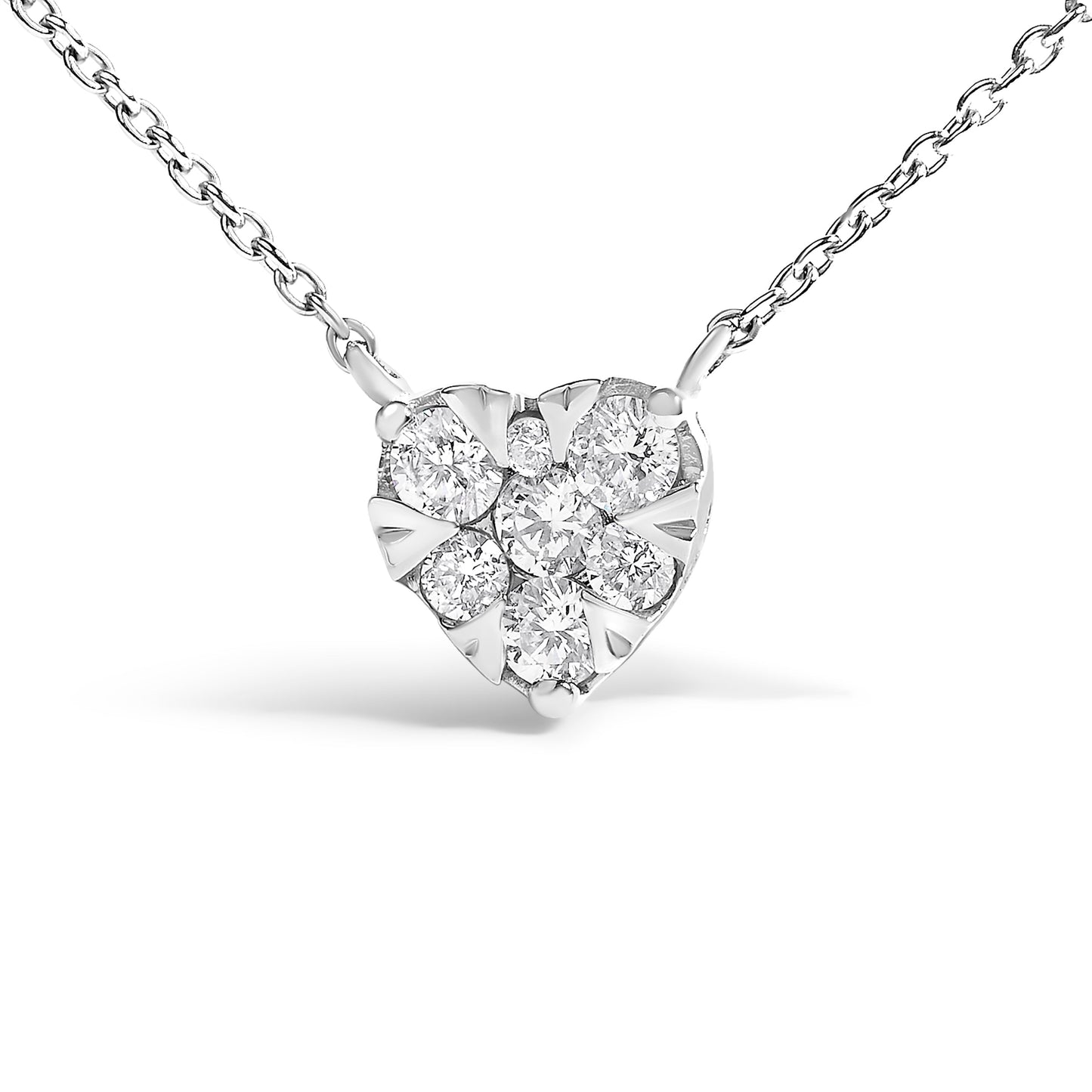 Collar con Colgante de Corazón de Diamante en Oro Blanco de 14K - 18"