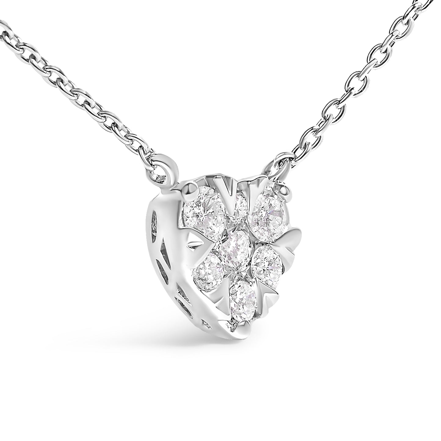 Collar con Colgante de Corazón de Diamante en Oro Blanco de 14K - 18"
