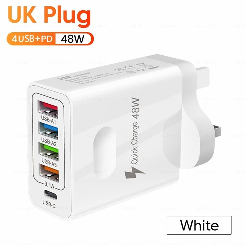 Chargeur 48W Multi-Interface 4USB avec Chargement Rapide PD