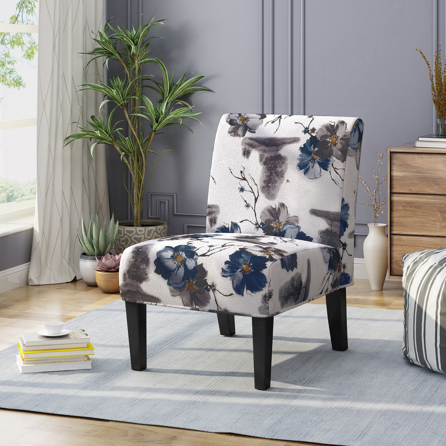 Elegant Accent Chair in Blue and Multi-Color