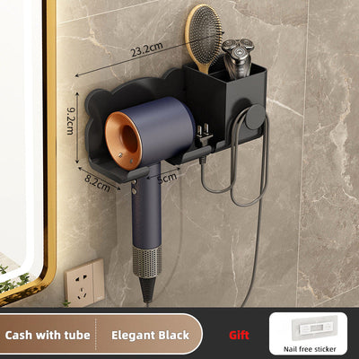 Premium Wall-Mounted Hair Dryer and Accessory Rack